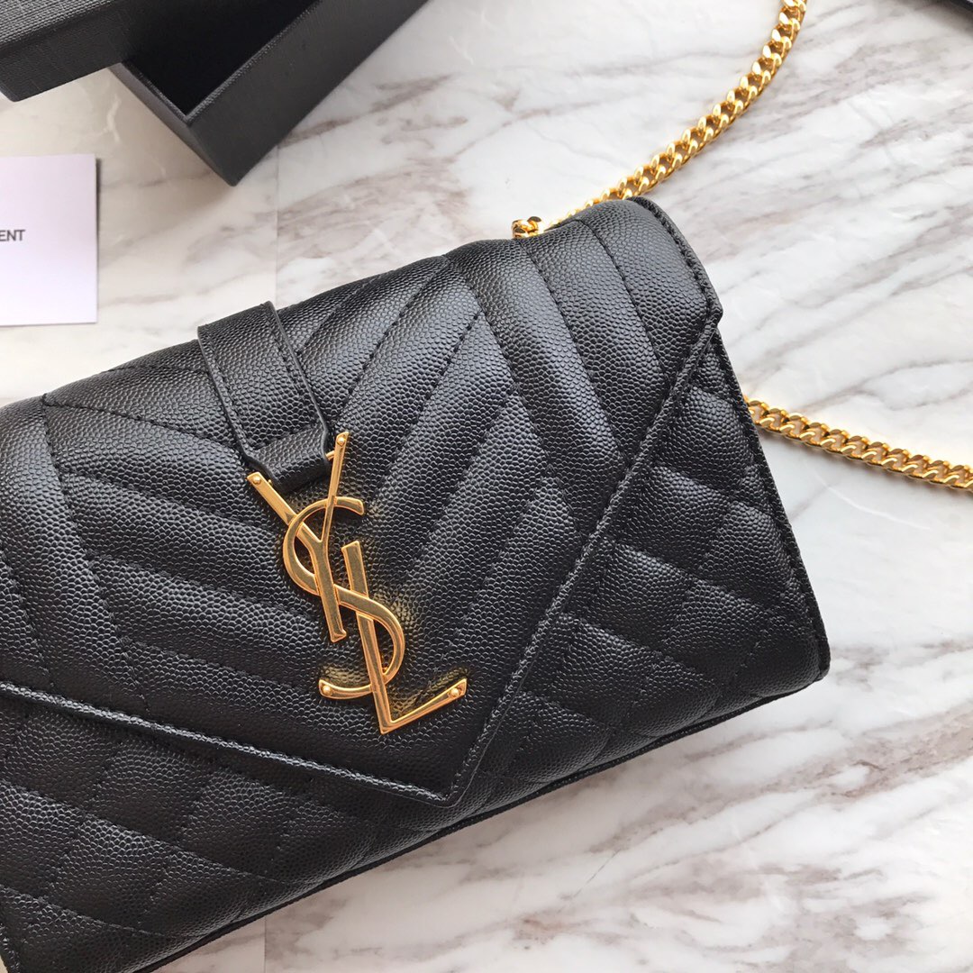 526286 ENVELOPE SMALL BAG IN MIX MATELASSÉ GRAIN DE POUDRE EMBOSSED LEATHER, Yves Saint Laurent YSL