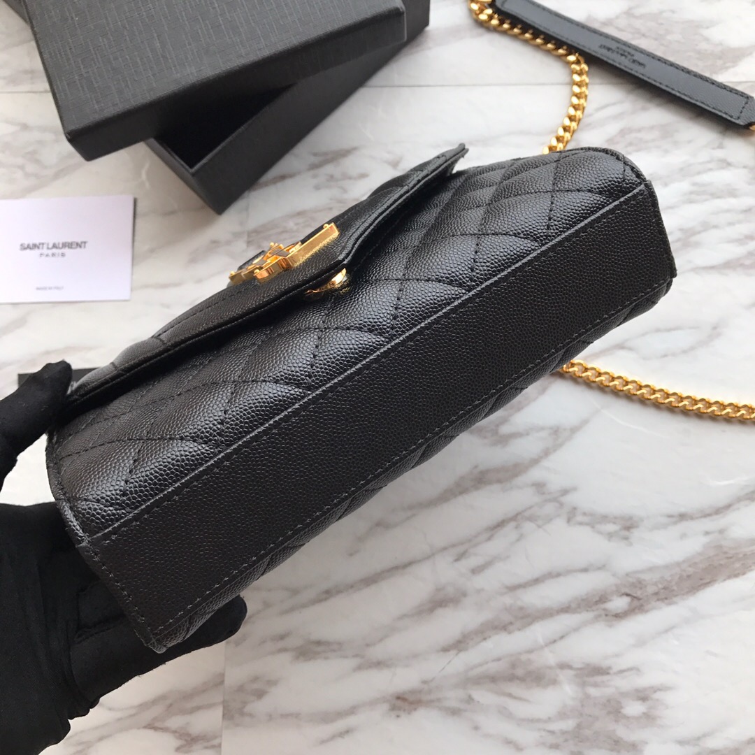 526286 ENVELOPE SMALL BAG IN MIX MATELASSÉ GRAIN DE POUDRE EMBOSSED LEATHER, Yves Saint Laurent YSL