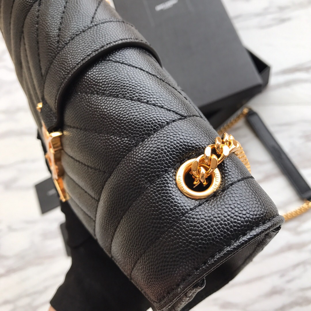 526286 ENVELOPE SMALL BAG IN MIX MATELASSÉ GRAIN DE POUDRE EMBOSSED LEATHER, Yves Saint Laurent YSL