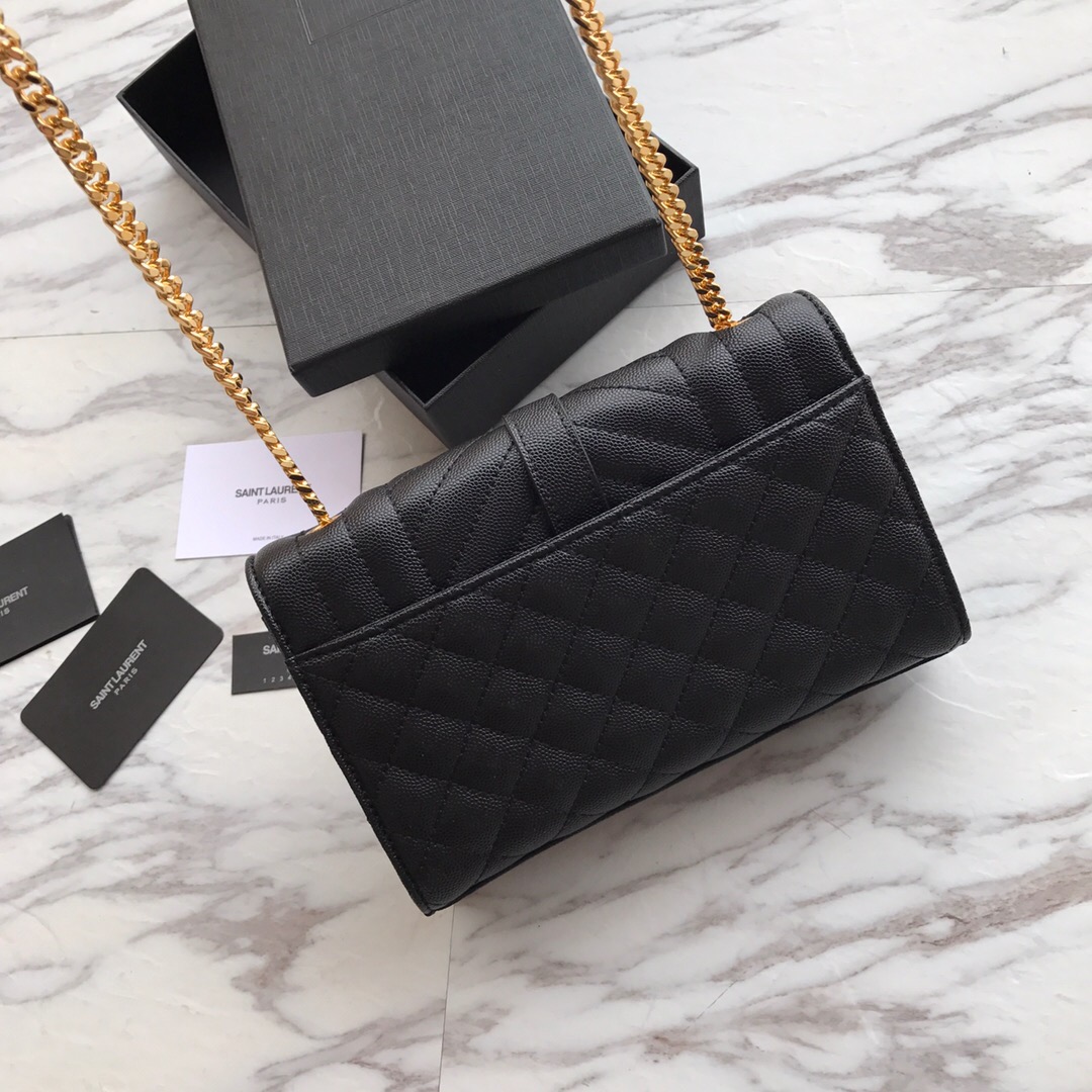 526286 ENVELOPE SMALL BAG IN MIX MATELASSÉ GRAIN DE POUDRE EMBOSSED LEATHER, Yves Saint Laurent YSL