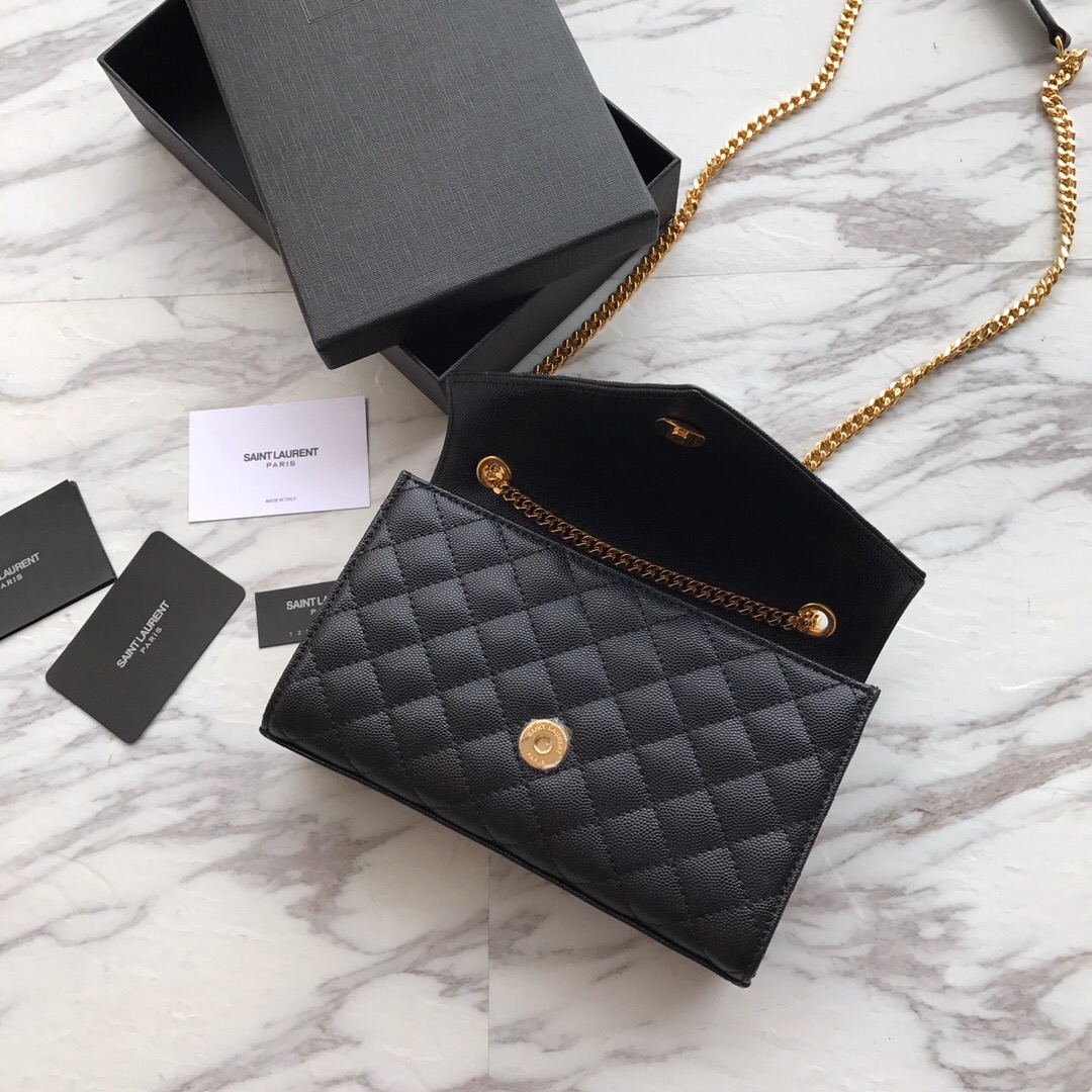 526286 ENVELOPE SMALL BAG IN MIX MATELASSÉ GRAIN DE POUDRE EMBOSSED LEATHER, Yves Saint Laurent YSL