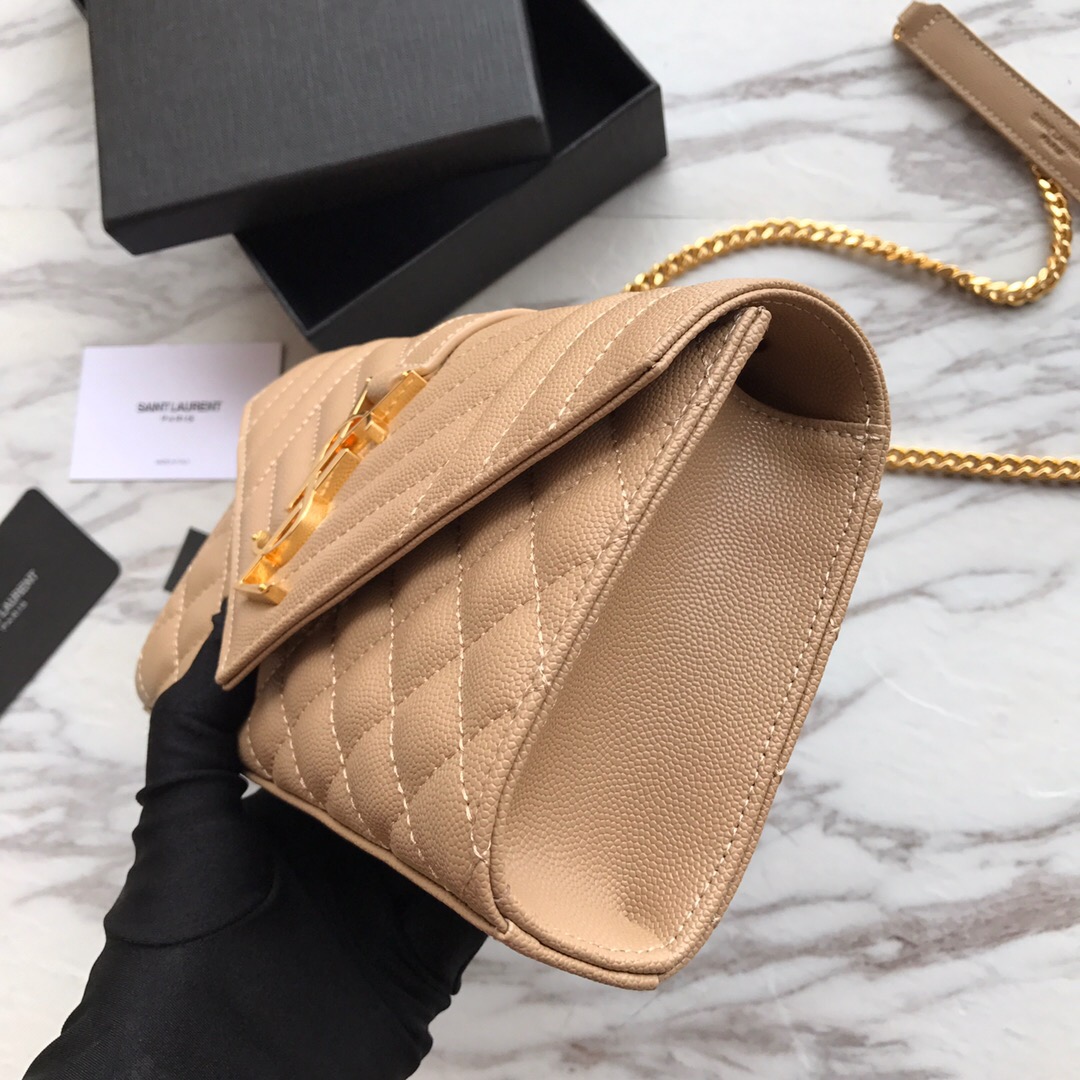 526286 ENVELOPE SMALL BAG IN MIX MATELASSÉ GRAIN DE POUDRE EMBOSSED LEATHER, Yves Saint Laurent YSL