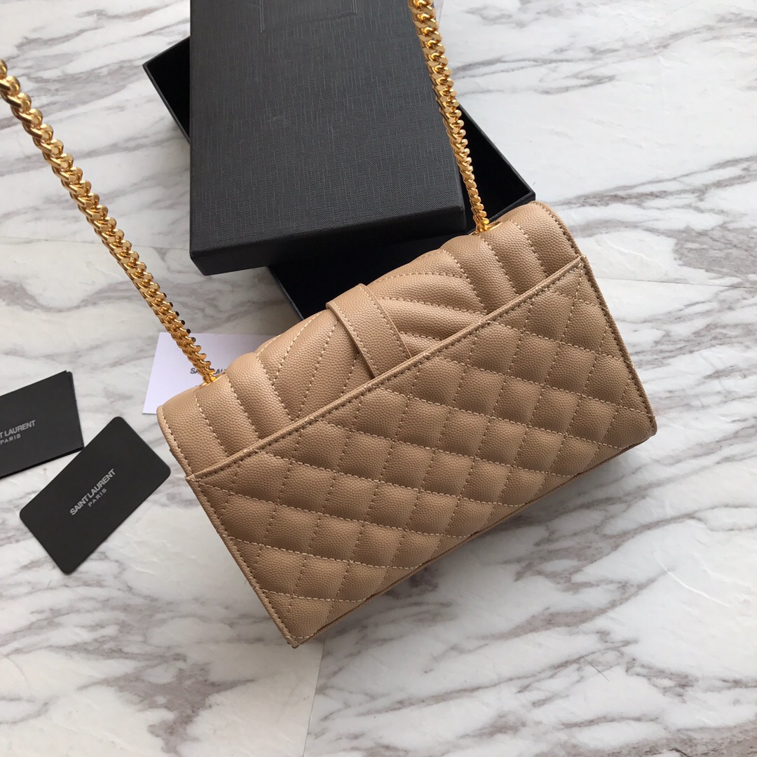 526286 ENVELOPE SMALL BAG IN MIX MATELASSÉ GRAIN DE POUDRE EMBOSSED LEATHER, Yves Saint Laurent YSL