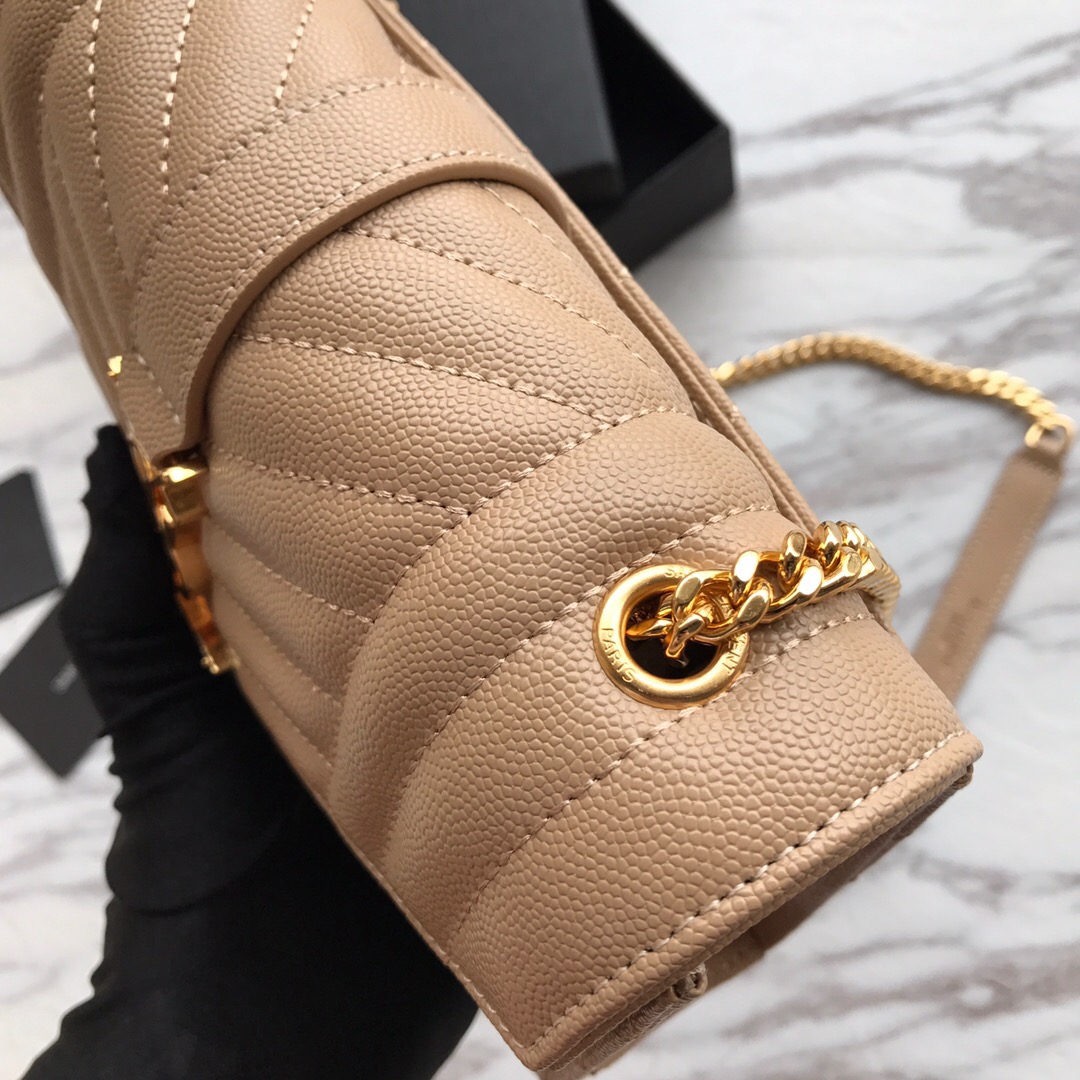 526286 ENVELOPE SMALL BAG IN MIX MATELASSÉ GRAIN DE POUDRE EMBOSSED LEATHER, Yves Saint Laurent YSL