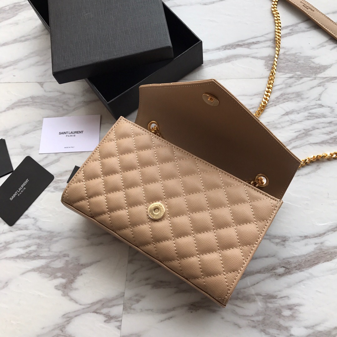 526286 ENVELOPE SMALL BAG IN MIX MATELASSÉ GRAIN DE POUDRE EMBOSSED LEATHER, Yves Saint Laurent YSL