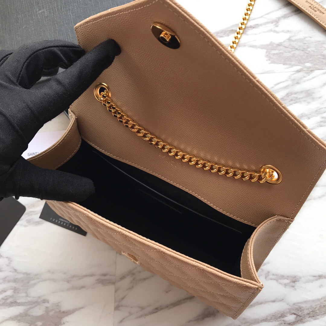526286 ENVELOPE SMALL BAG IN MIX MATELASSÉ GRAIN DE POUDRE EMBOSSED LEATHER, Yves Saint Laurent YSL