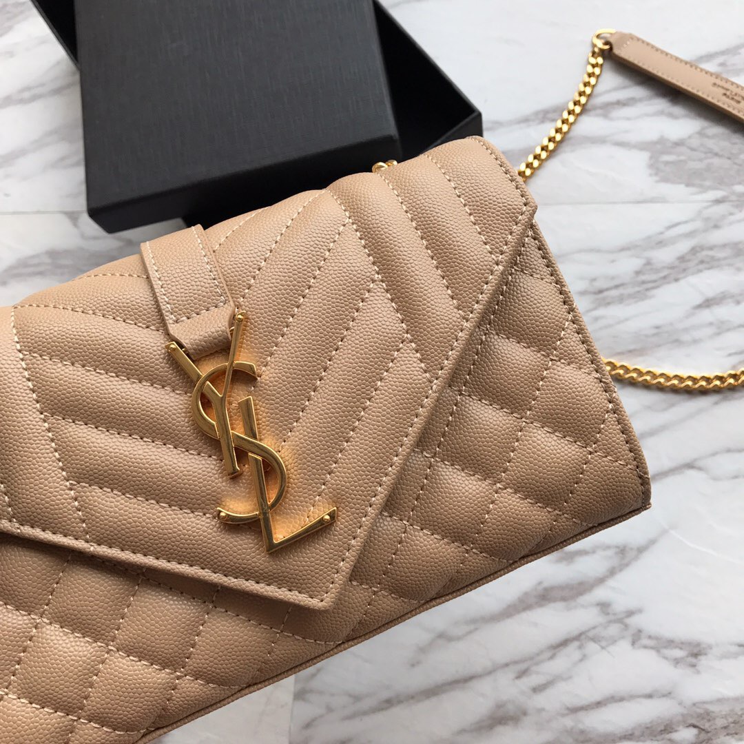526286 ENVELOPE SMALL BAG IN MIX MATELASSÉ GRAIN DE POUDRE EMBOSSED LEATHER, Yves Saint Laurent YSL
