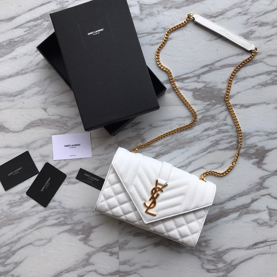 526286 ENVELOPE SMALL BAG IN MIX MATELASSÉ GRAIN DE POUDRE EMBOSSED LEATHER, Yves Saint Laurent YSL