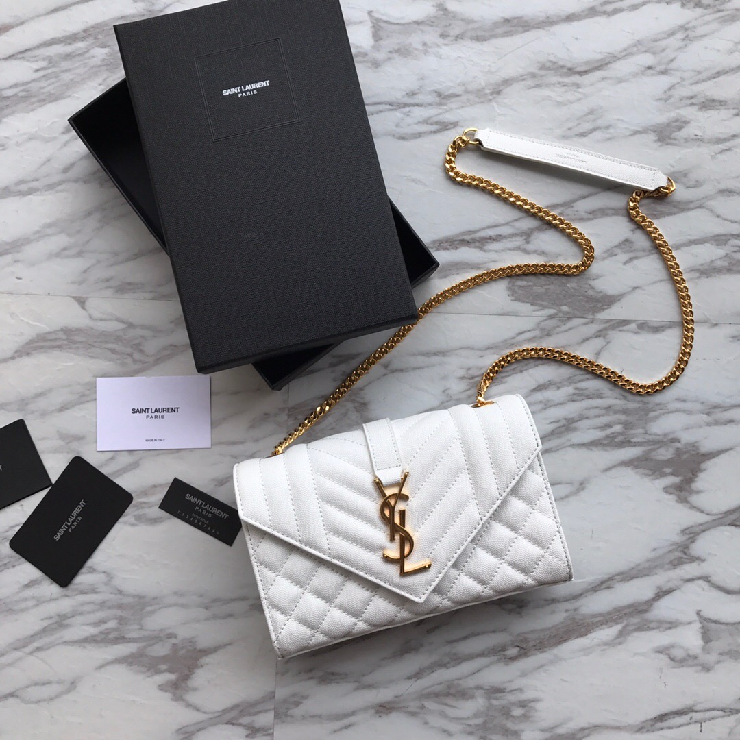 526286 ENVELOPE SMALL BAG IN MIX MATELASSÉ GRAIN DE POUDRE EMBOSSED LEATHER, Yves Saint Laurent YSL