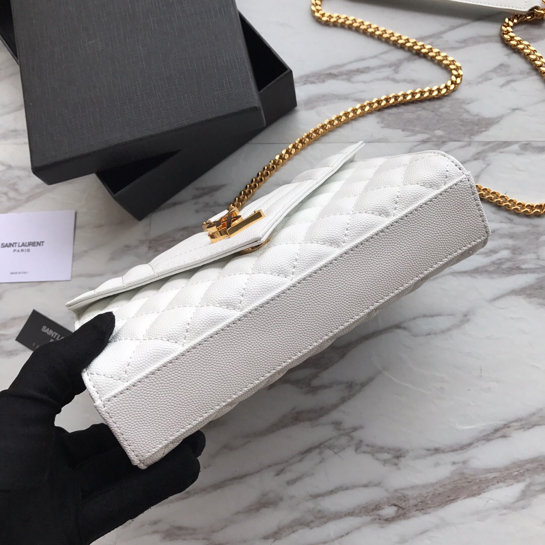 526286 ENVELOPE SMALL BAG IN MIX MATELASSÉ GRAIN DE POUDRE EMBOSSED LEATHER, Yves Saint Laurent YSL