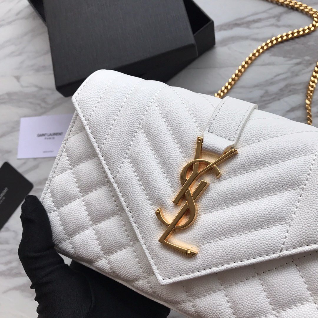 526286 ENVELOPE SMALL BAG IN MIX MATELASSÉ GRAIN DE POUDRE EMBOSSED LEATHER, Yves Saint Laurent YSL