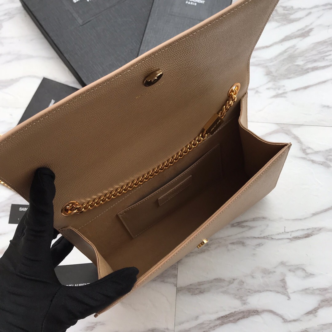 YSL Saint Laurent, 364021, MEDIUM KATE CHAIN BAG IN BLACK GRAIN DE POUDRE TEXTURED LEATHER