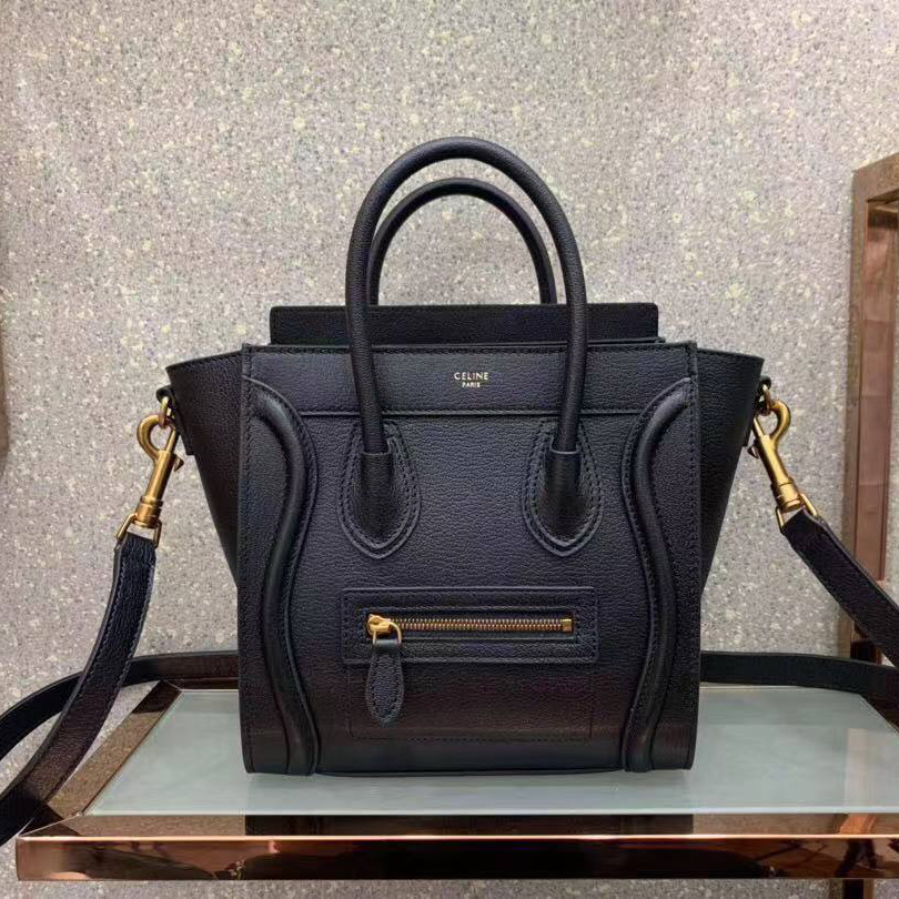 CELINE NANO LUGGAGE SHOULDER BAG CALFSKIN, 8 X 8 X 4 IN, Size W20H20D10CM, Genuine CALFSKIN