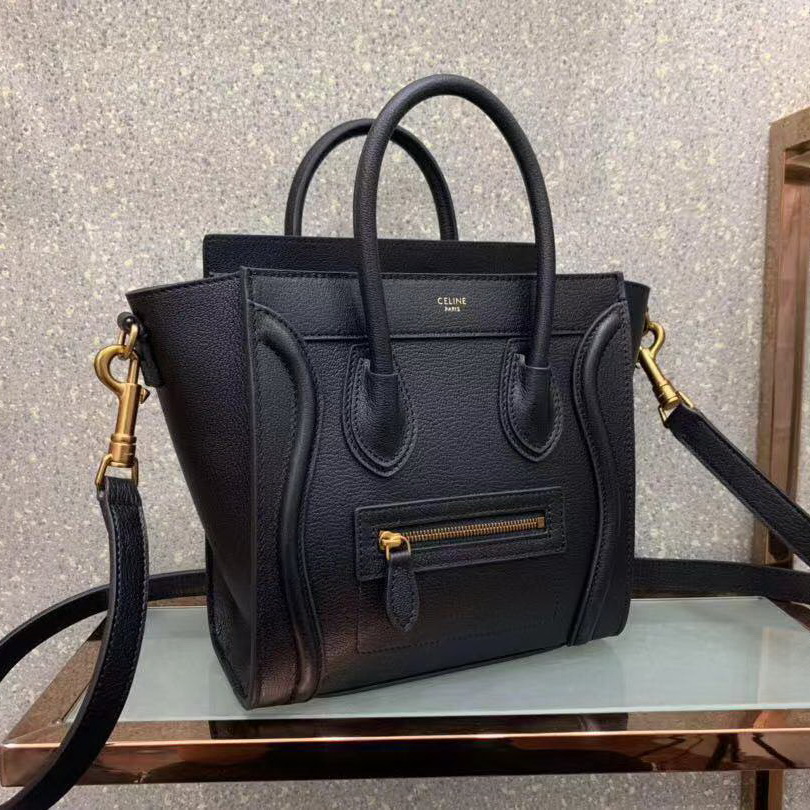 CELINE NANO LUGGAGE SHOULDER BAG CALFSKIN, 8 X 8 X 4 IN, Size W20H20D10CM, Genuine CALFSKIN