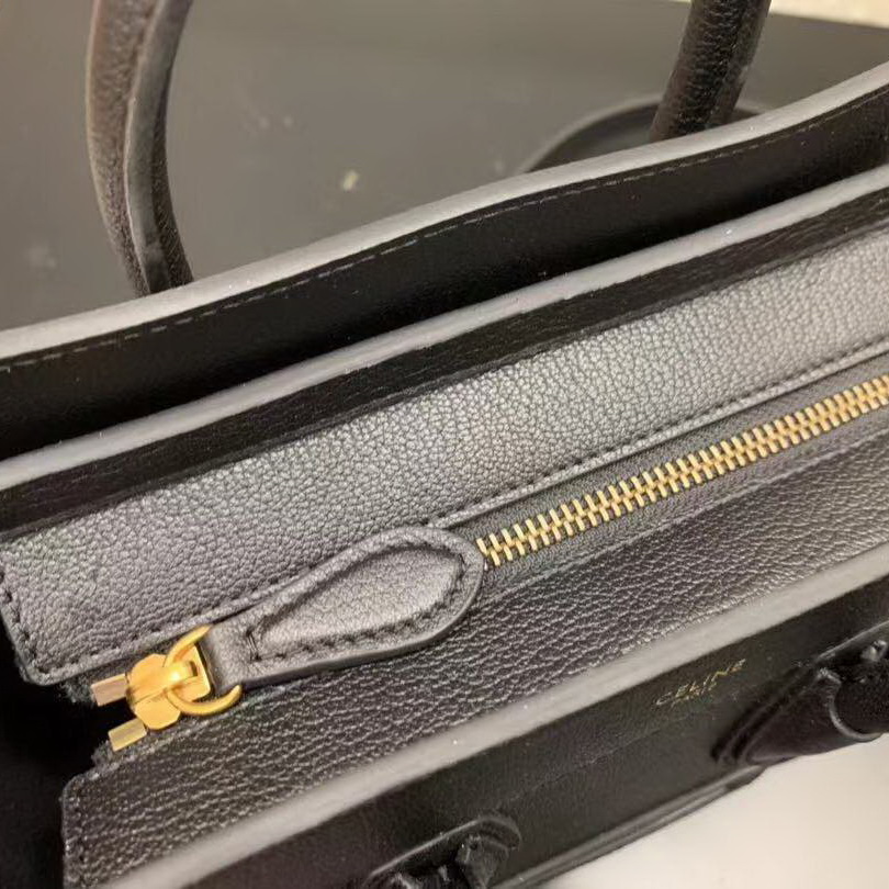 CELINE NANO LUGGAGE SHOULDER BAG CALFSKIN, 8 X 8 X 4 IN, Size W20H20D10CM, Genuine CALFSKIN