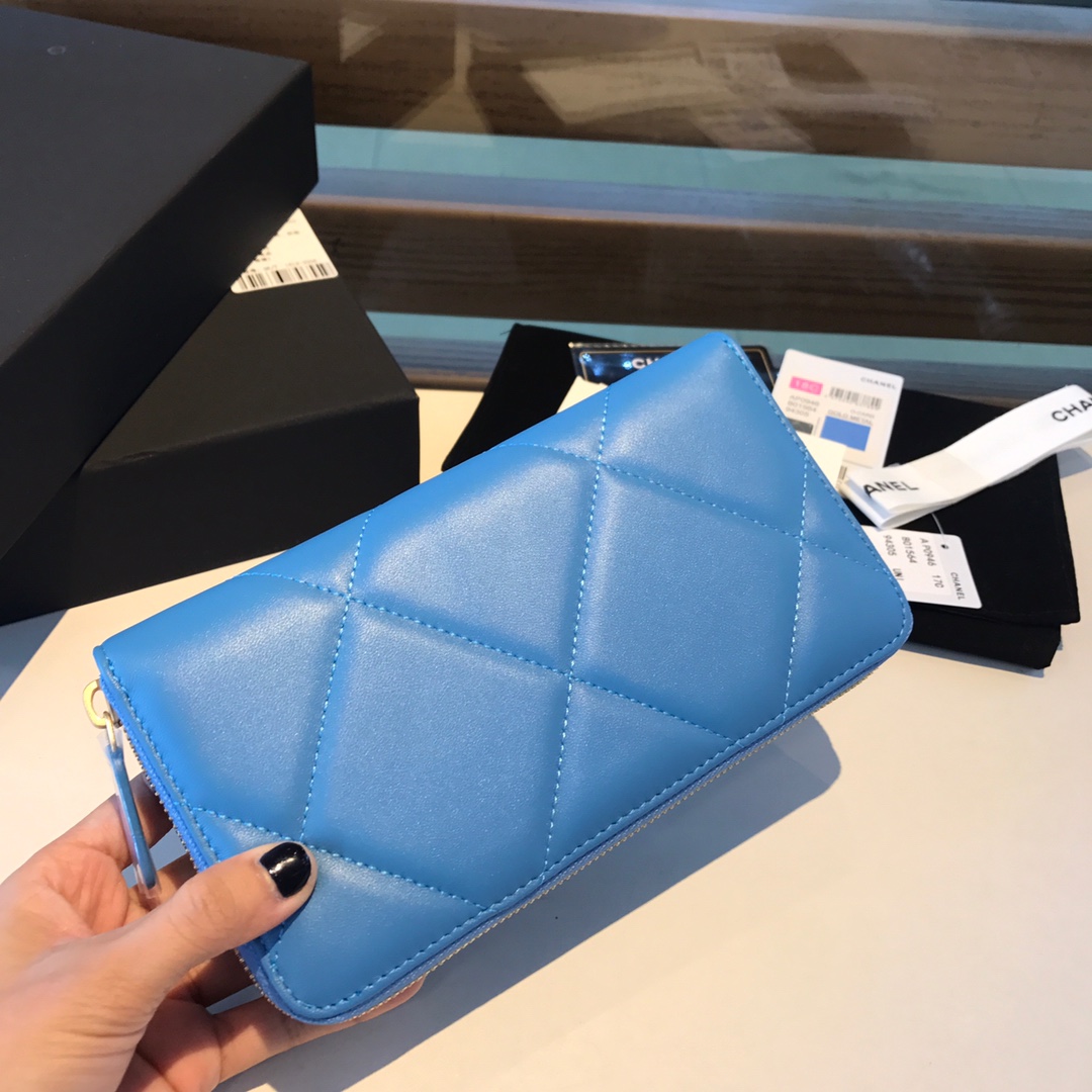 chanel 19 long zipped wallet, AP1063, chanel small leather goods