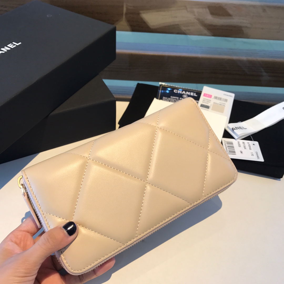 chanel 19 long zipped wallet, AP1063, chanel small leather goods