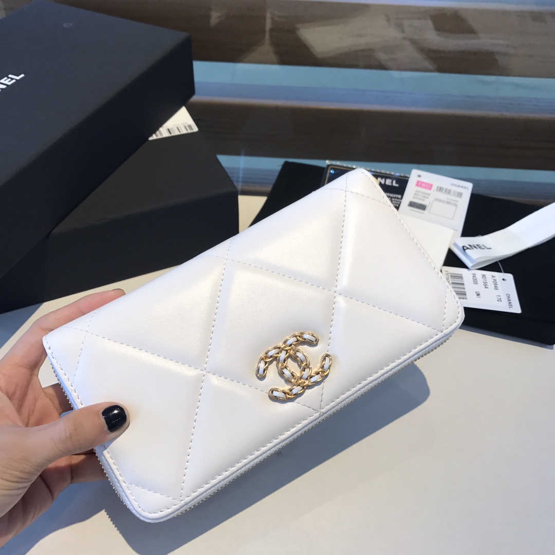 chanel 19 long zipped wallet, AP1063, chanel small leather goods