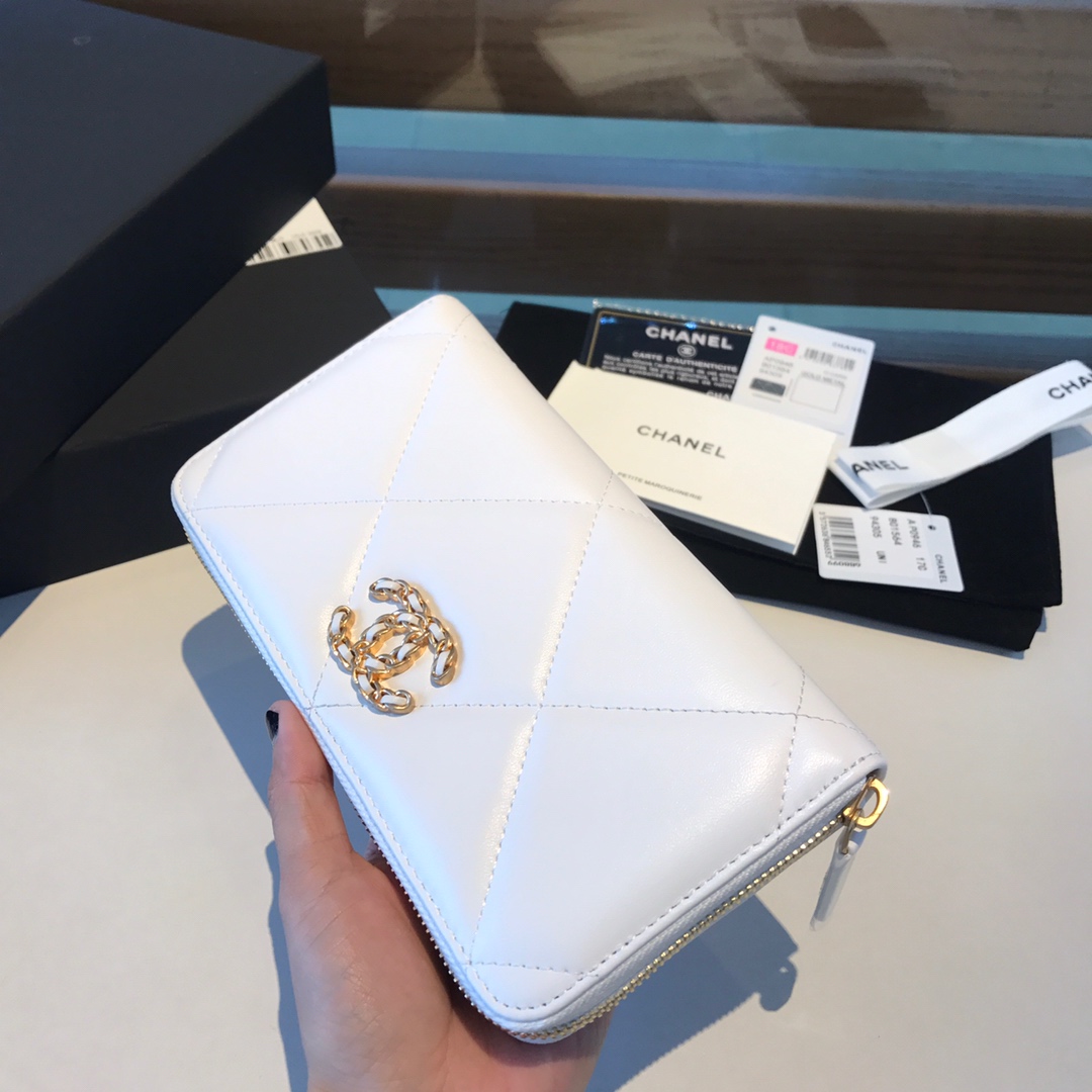 chanel 19 long zipped wallet, AP1063, chanel small leather goods