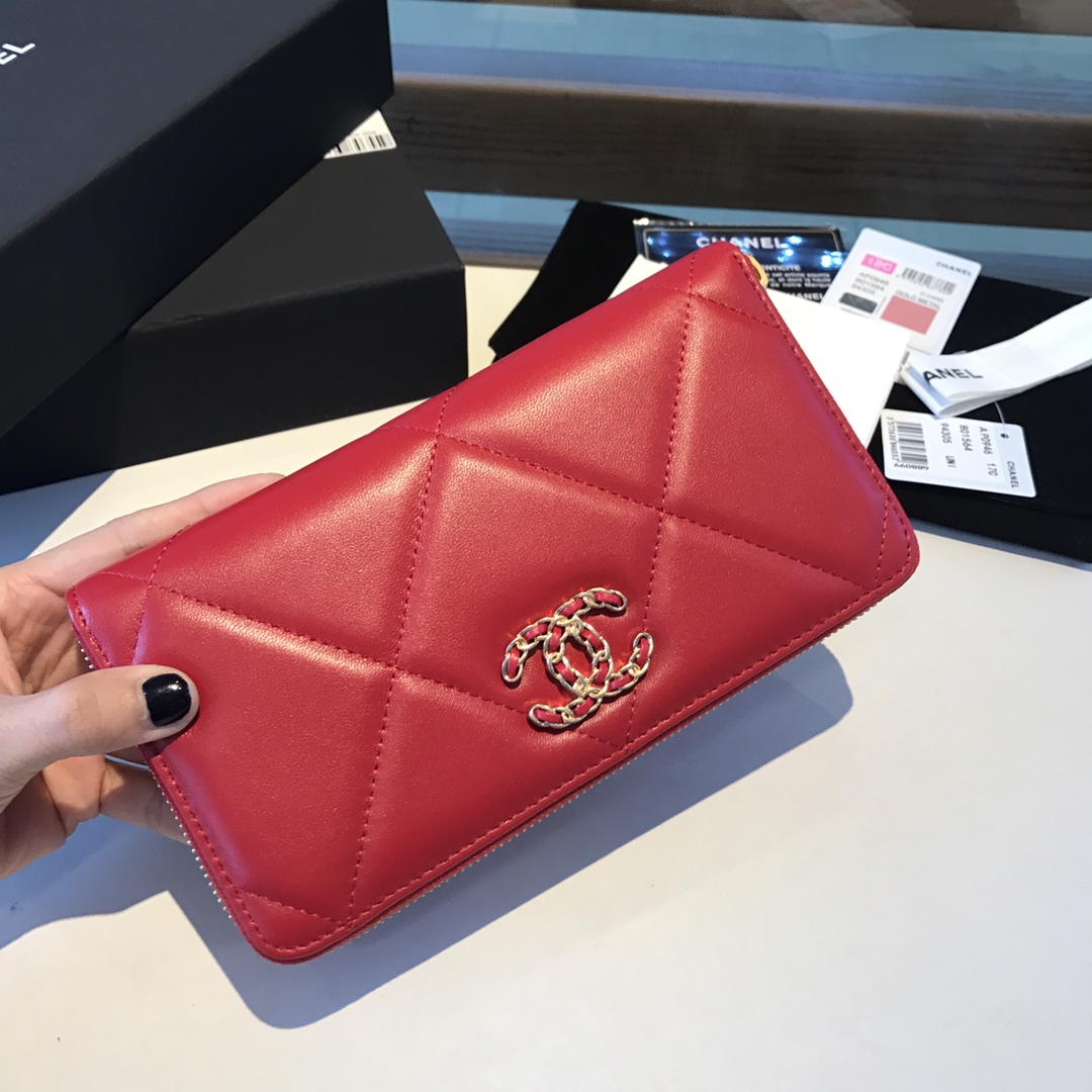 chanel 19 long zipped wallet, AP1063, chanel small leather goods