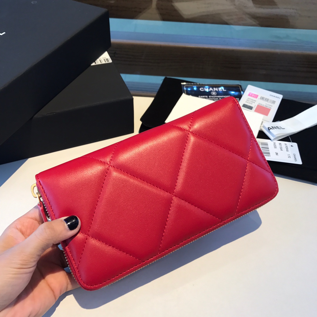 chanel 19 long zipped wallet, AP1063, chanel small leather goods