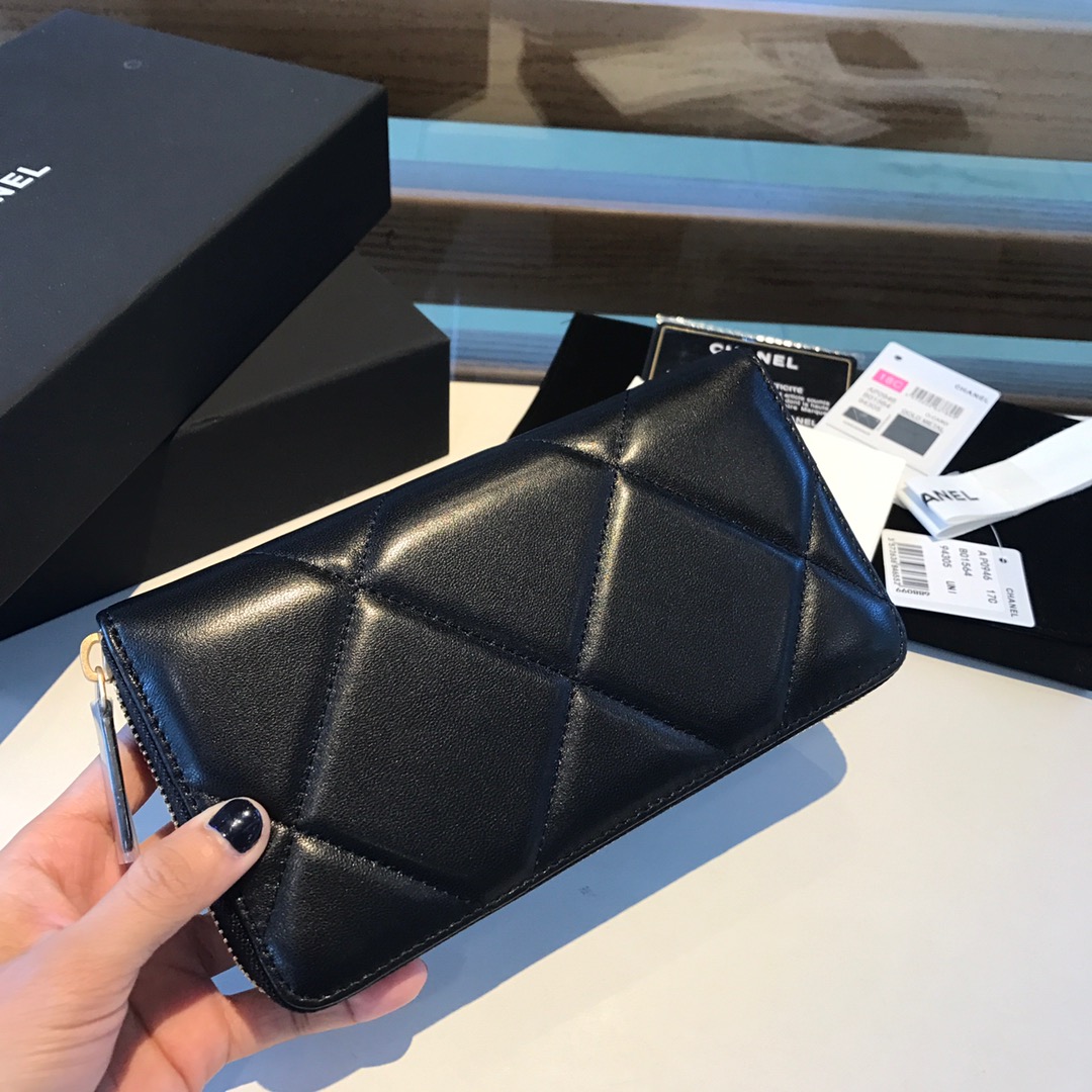 chanel 19 long zipped wallet, AP1063, chanel small leather goods