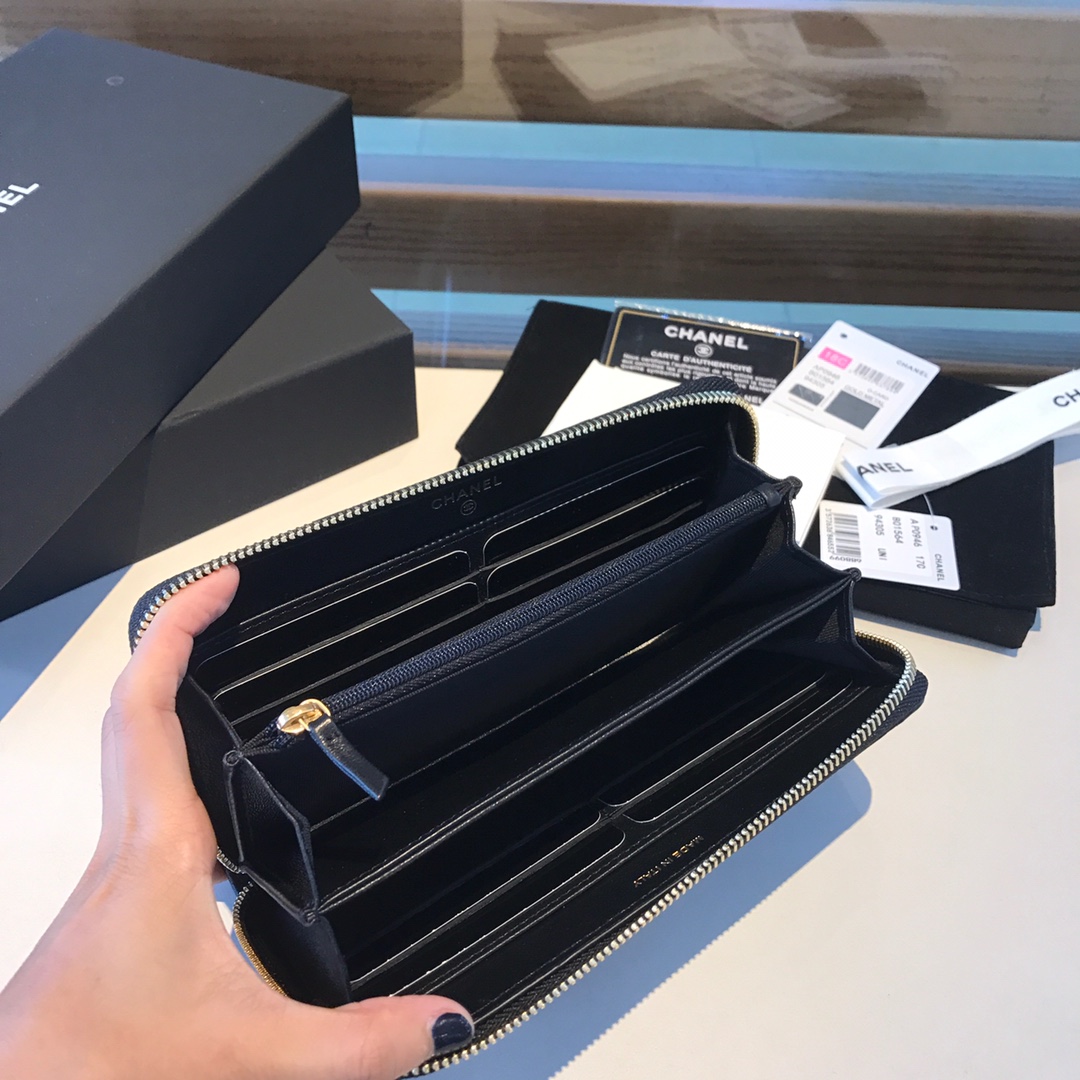 chanel 19 long zipped wallet, AP1063, chanel small leather goods