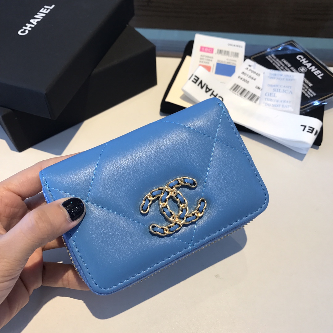 chanel 19 zipped coin purse, AP0949, chanel small leather goods