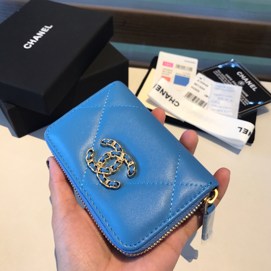 chanel 19 zipped coin purse, AP0949, chanel small leather goods