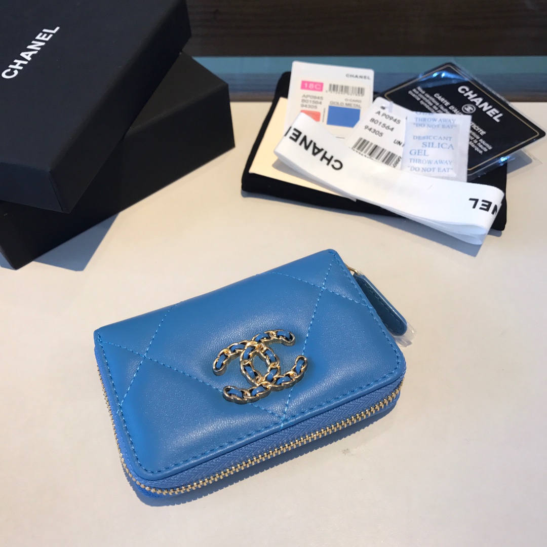 chanel 19 zipped coin purse, AP0949, chanel small leather goods