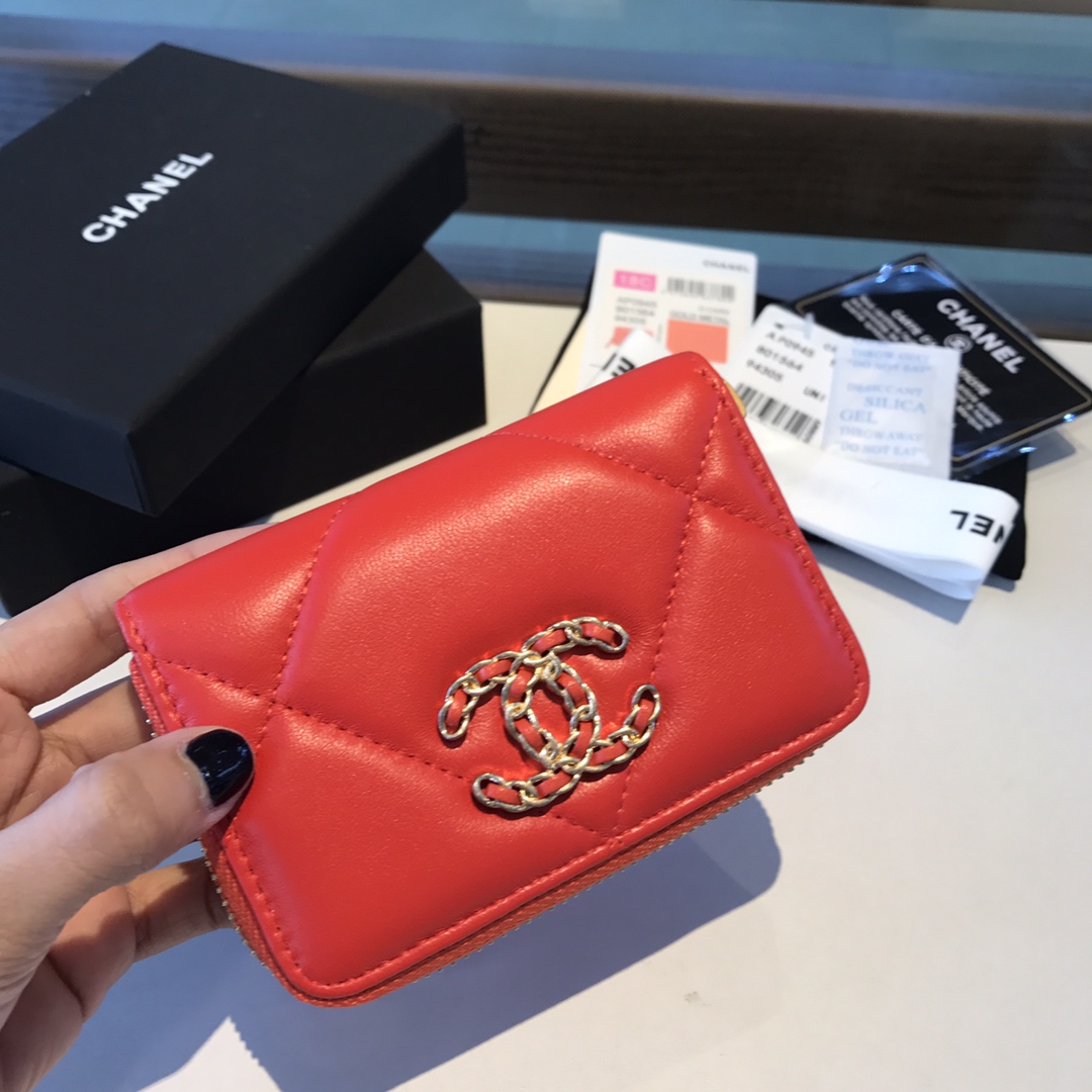 chanel 19 zipped coin purse, AP0949, chanel small leather goods