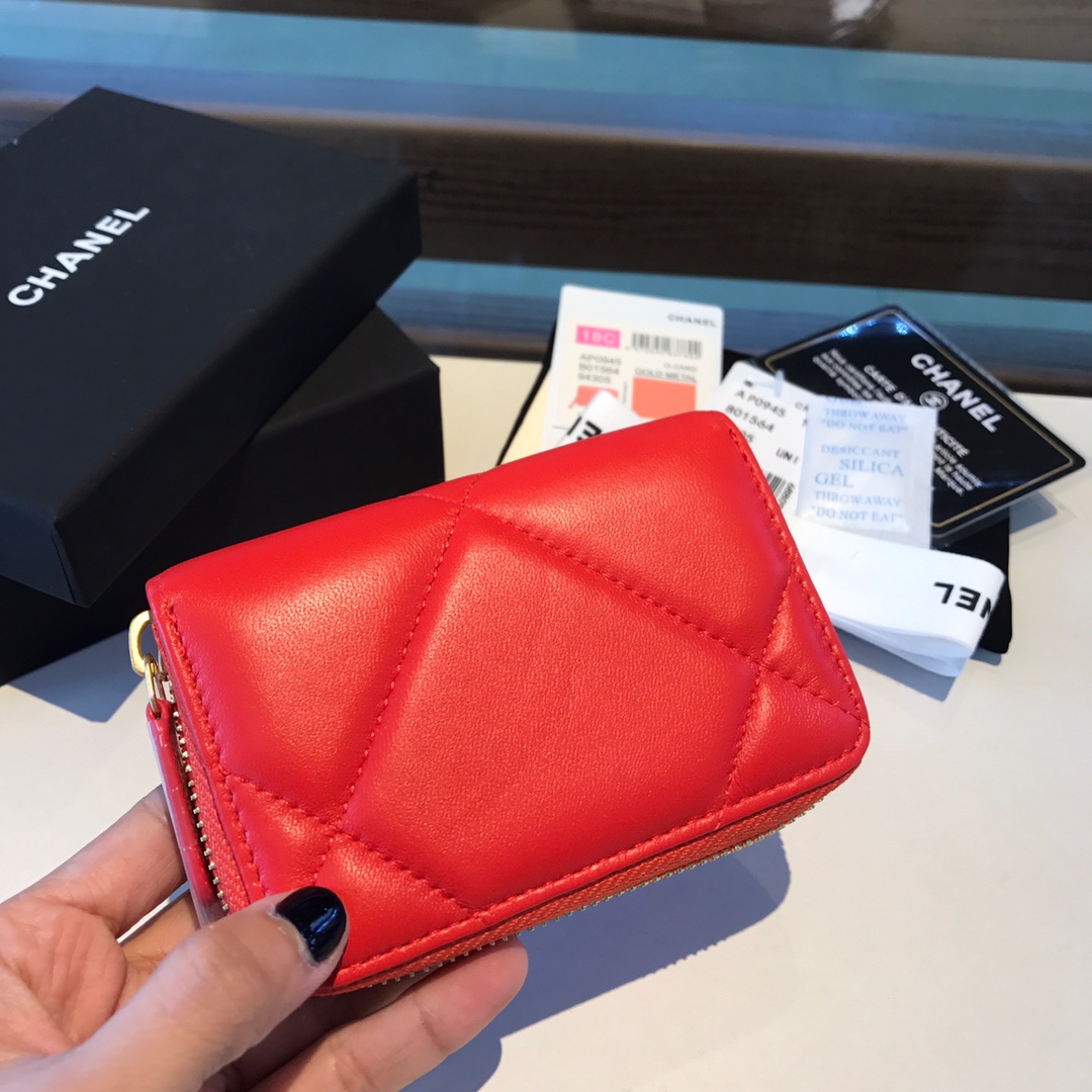 chanel 19 zipped coin purse, AP0949, chanel small leather goods