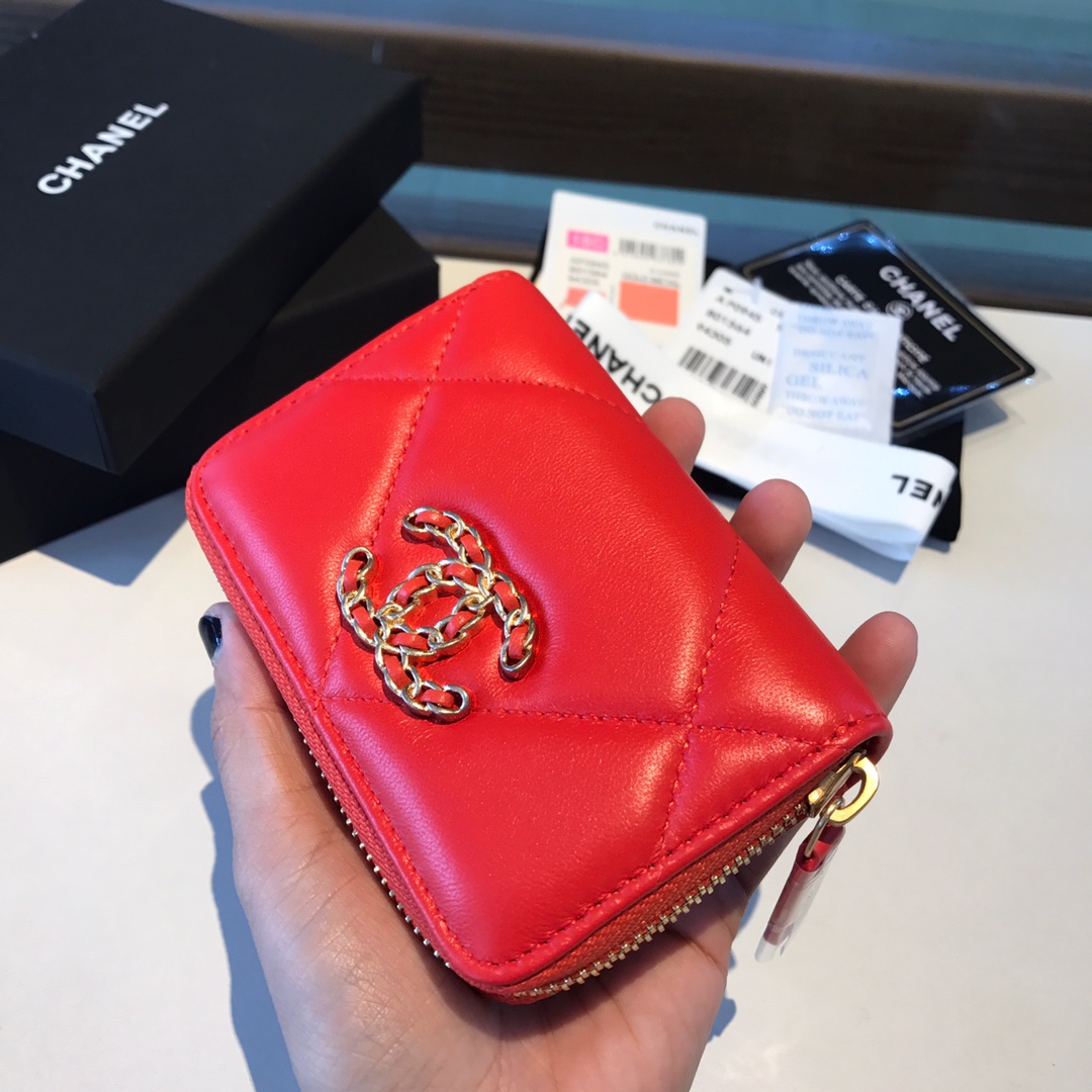 chanel 19 zipped coin purse, AP0949, chanel small leather goods