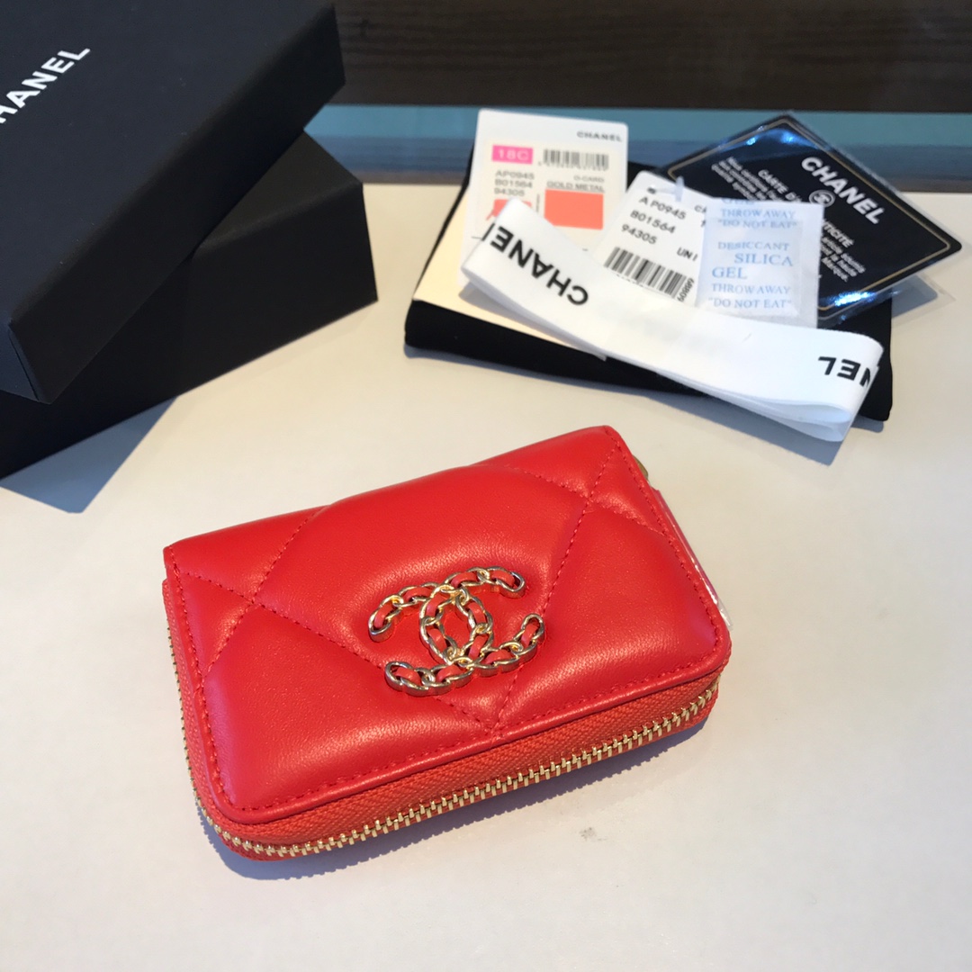 chanel 19 zipped coin purse, AP0949, chanel small leather goods