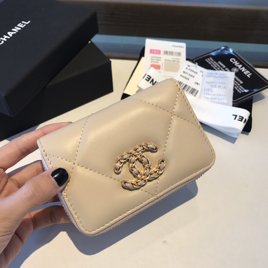 chanel 19 zipped coin purse, AP0949, chanel small leather goods