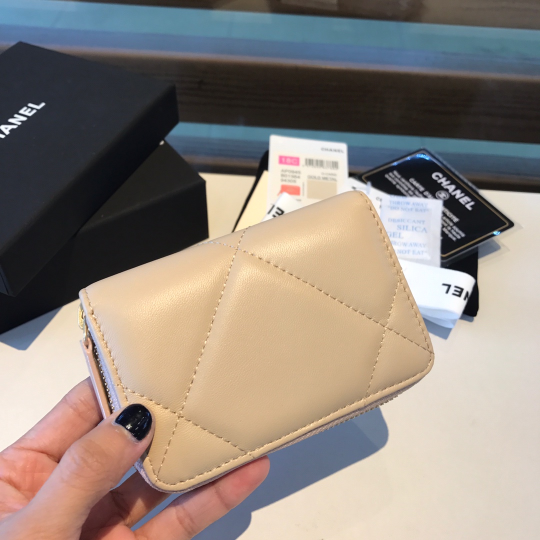 chanel 19 zipped coin purse, AP0949, chanel small leather goods