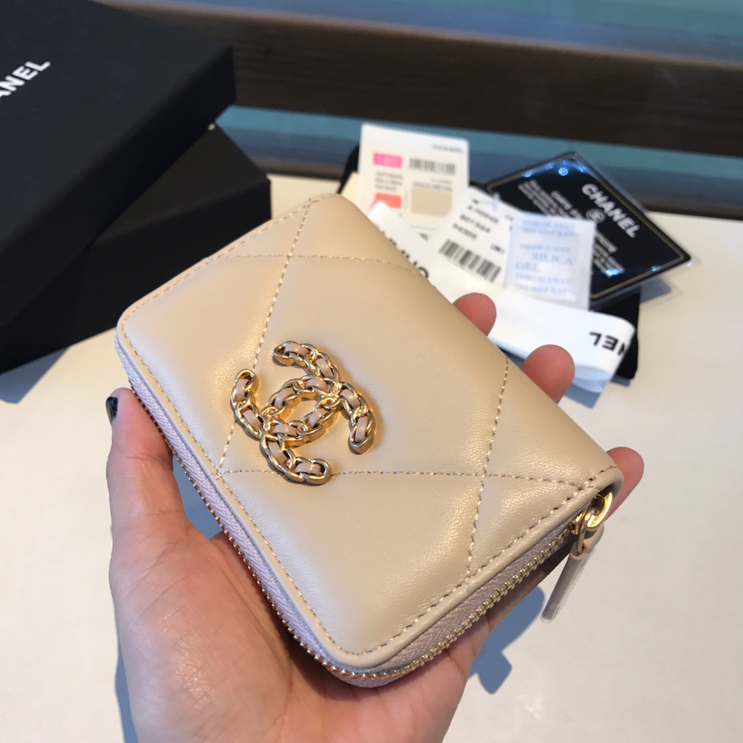 chanel 19 zipped coin purse, AP0949, chanel small leather goods