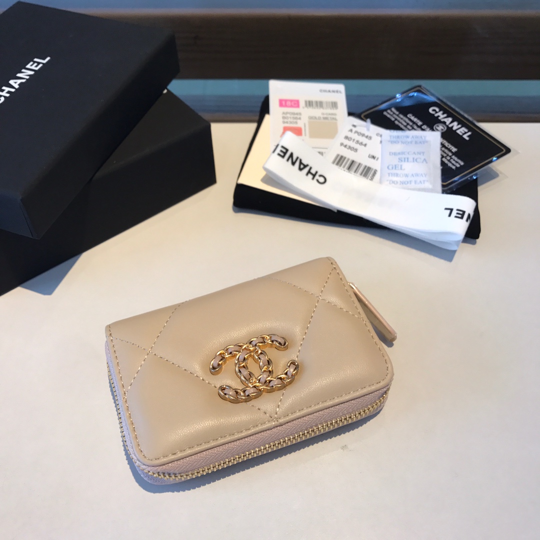 chanel 19 zipped coin purse, AP0949, chanel small leather goods