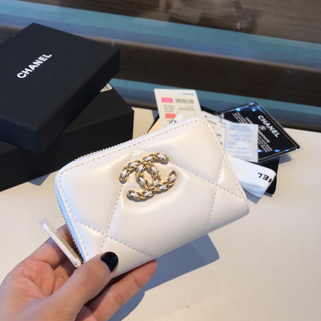 chanel 19 zipped coin purse, AP0949, chanel small leather goods