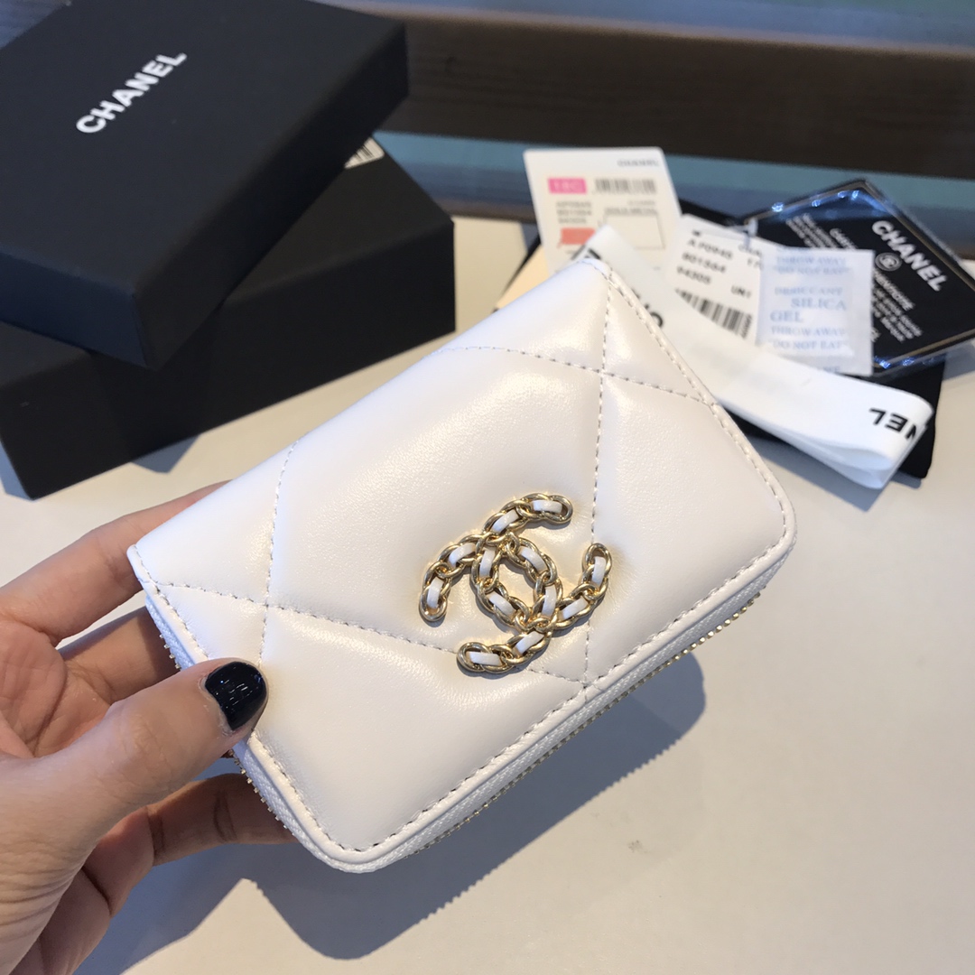 chanel 19 zipped coin purse, AP0949, chanel small leather goods