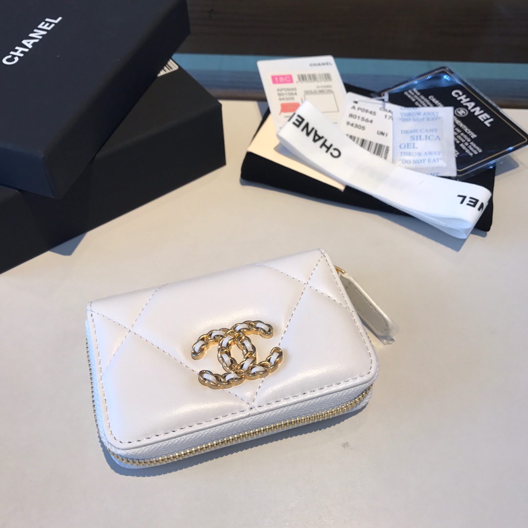 chanel 19 zipped coin purse, AP0949, chanel small leather goods