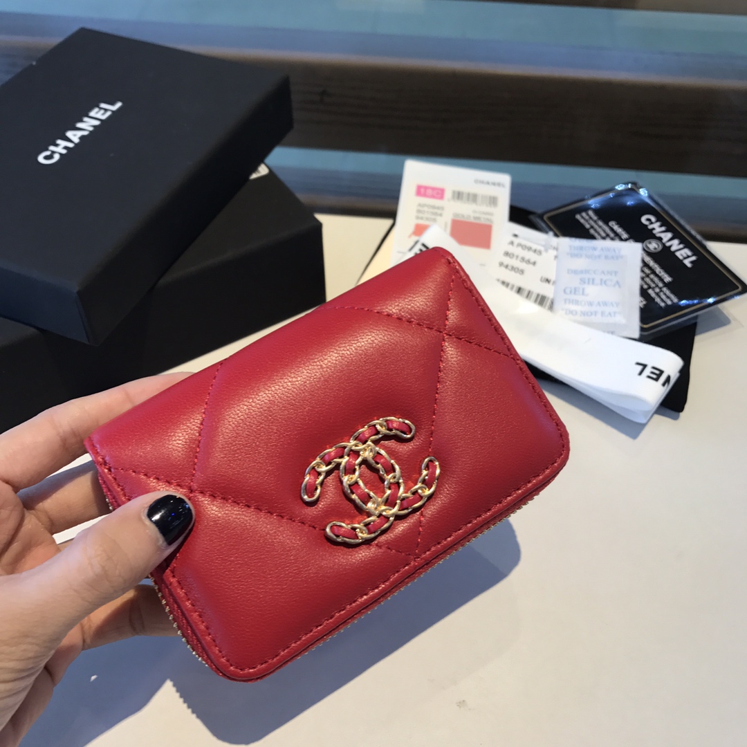 chanel 19 zipped coin purse, AP0949, chanel small leather goods