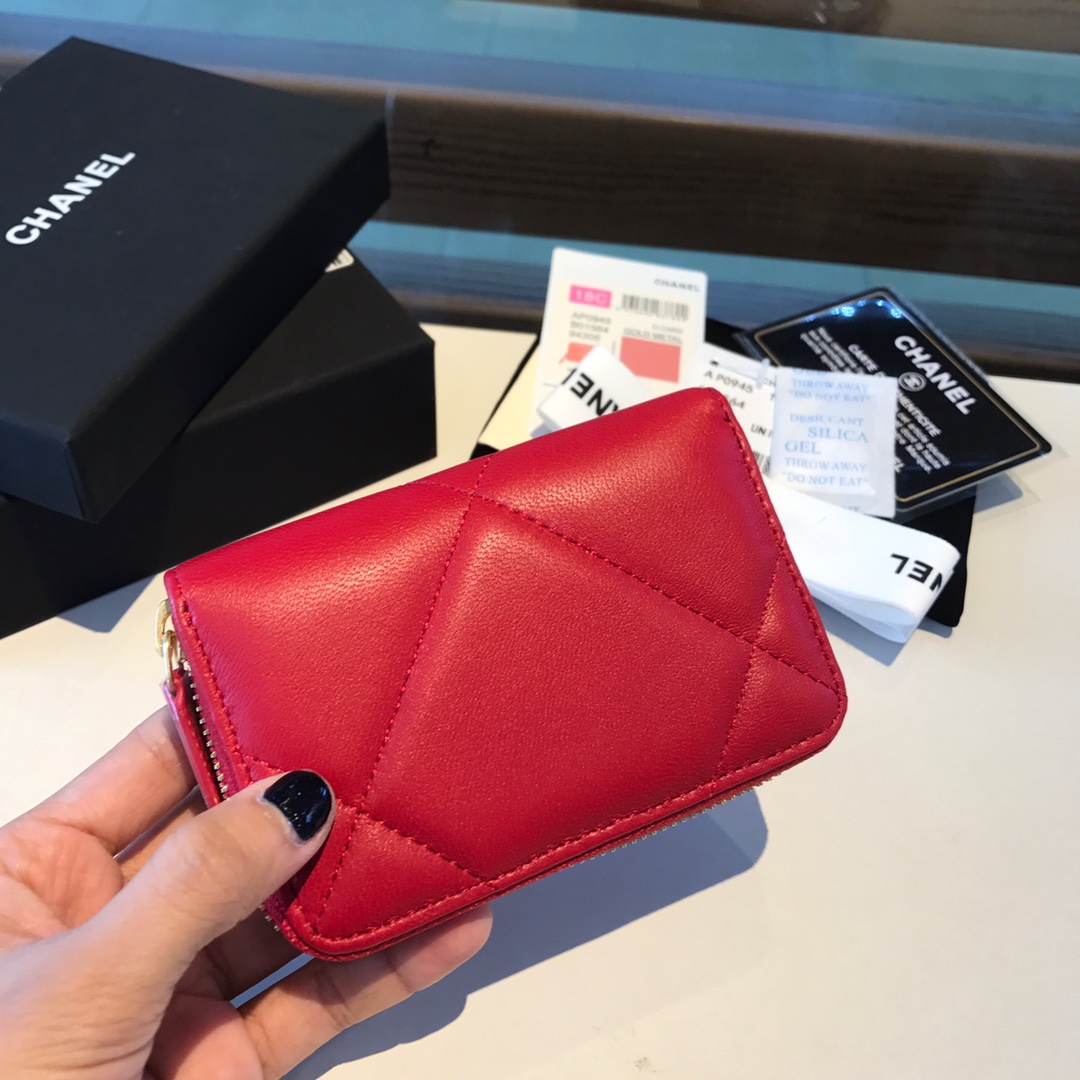 chanel 19 zipped coin purse, AP0949, chanel small leather goods