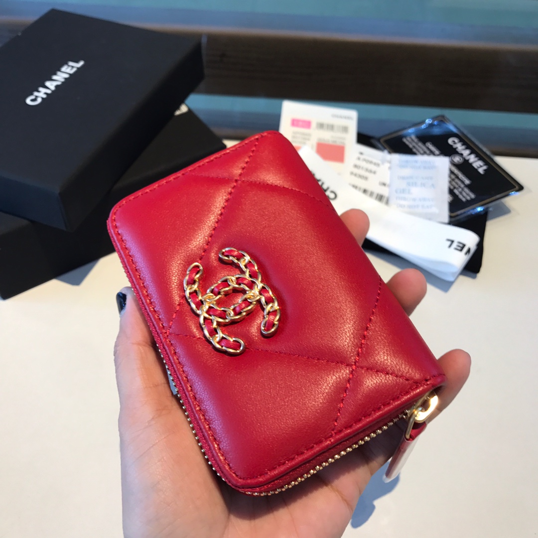 chanel 19 zipped coin purse, AP0949, chanel small leather goods