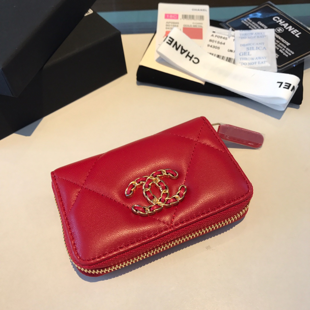 chanel 19 zipped coin purse, AP0949, chanel small leather goods