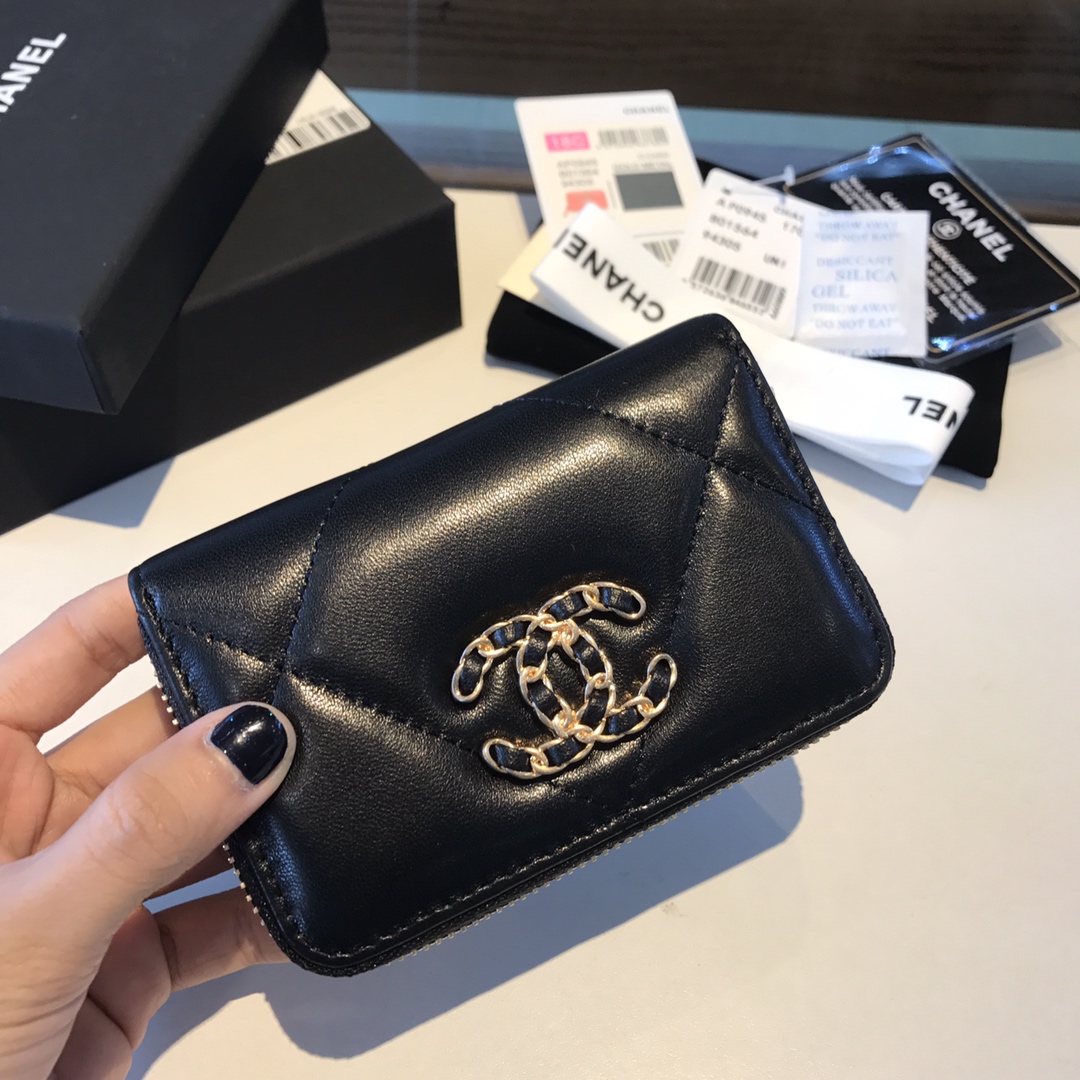 chanel 19 zipped coin purse, AP0949, chanel small leather goods