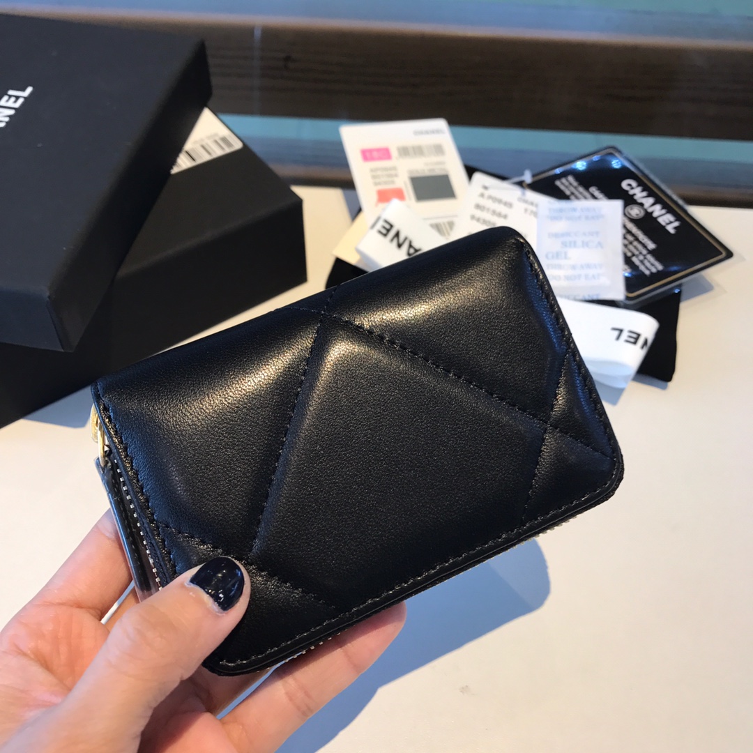 chanel 19 zipped coin purse, AP0949, chanel small leather goods