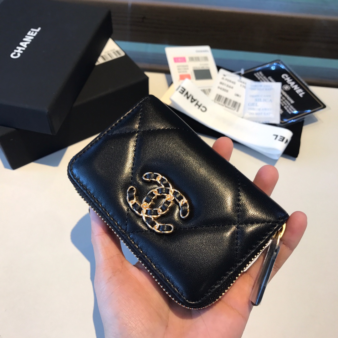 chanel 19 zipped coin purse, AP0949, chanel small leather goods