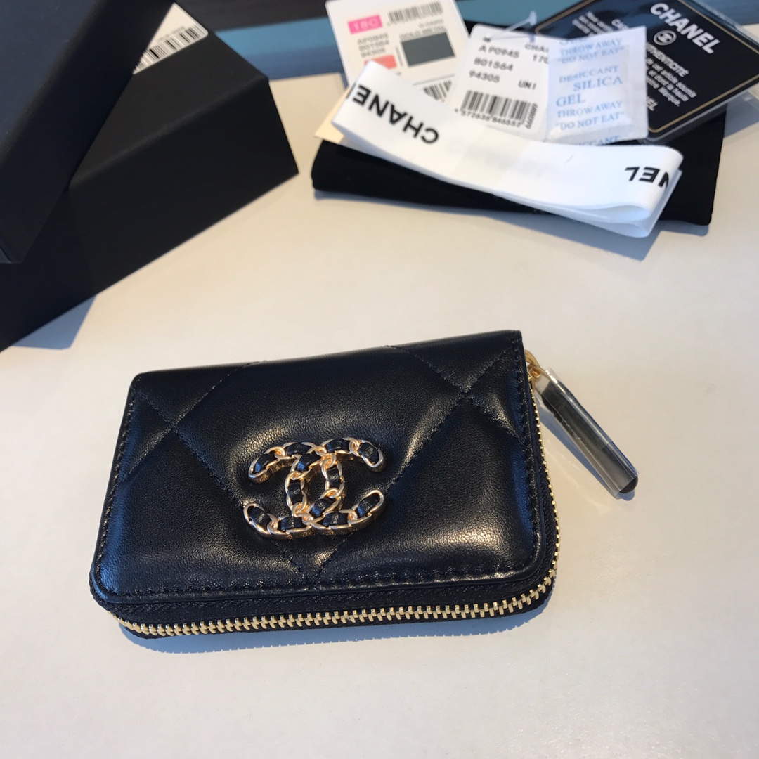 chanel 19 zipped coin purse, AP0949, chanel small leather goods