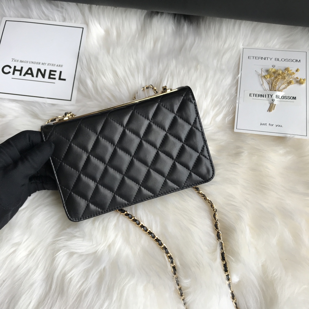 Wallet on Chain, Lambskin & Gold-Tone Metal, WOC CHANEL
